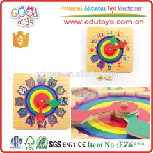 Relógio colorido e digital 12 Números Matching Wooden Puzzle Game for Kids Play